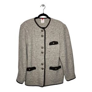 Elegance Seiler Cardigan Sweater Womens Medium (38) Pure New Wool Heart Buttons